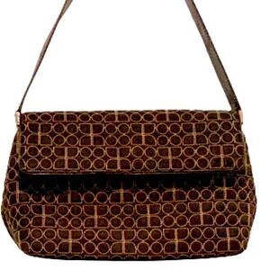 Kate Spade 1990s Iconic Purse, Vintage Logo Handbag, Dot Noel, Black & Tan Bag